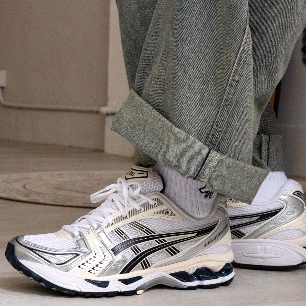 Asics Gel-Kayano 14 White Midnight Running Shoes Sneakers